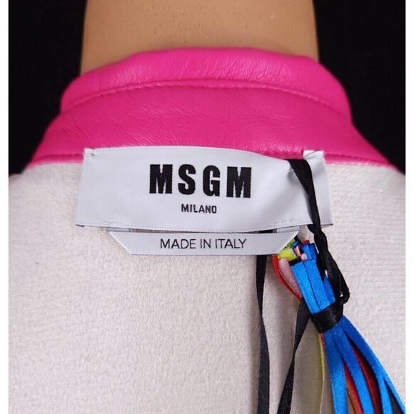 MSGM Faux-Leather Midi Wrap Dress Size 40 US 4 S Pink - Picture 12 of 16